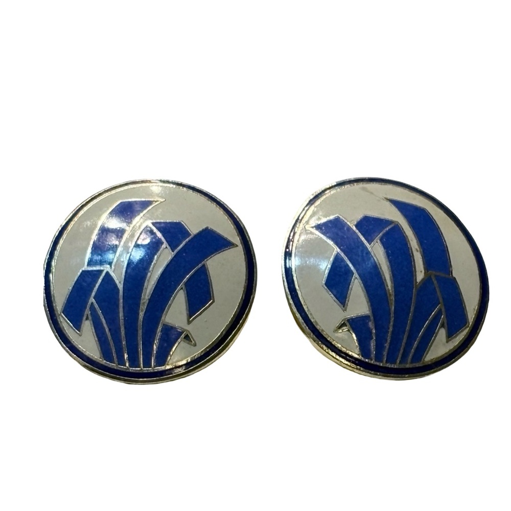 PIZAZZ White & Purple Enamel Gold Tone Round Post Back Women’s Vintage Earrings